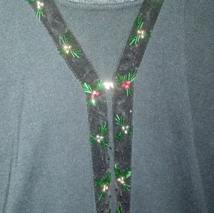 Black Sweater with holly embellishments